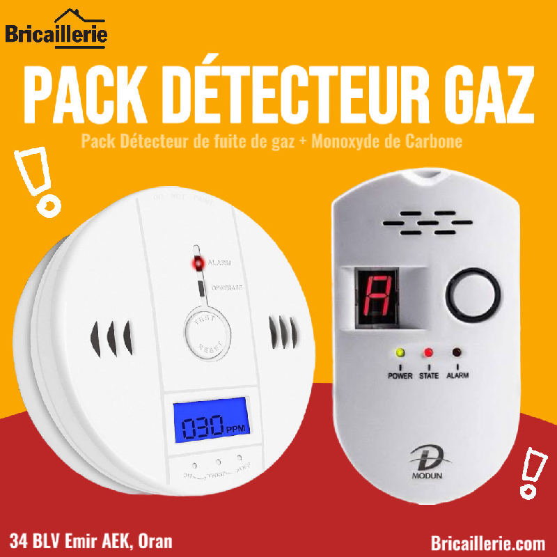 Pack Détecteur de fuite de gaz + Monoxyde de Carbone - Bricaillerie