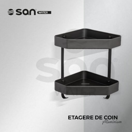 Etagère double coin en aluminium noir