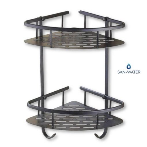 Etagère coins double aluminium Gris – Image 2