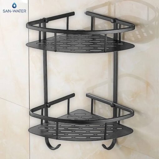 Etagère coins double aluminium Gris