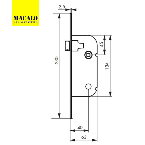 Serrure à larder condamnation entraxe 70mm MACALO – Image 2