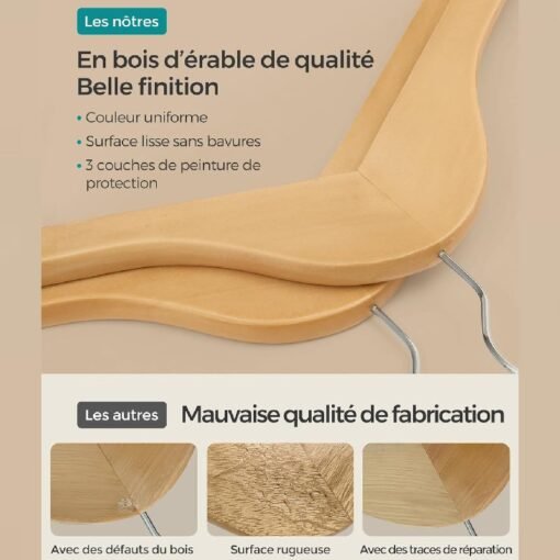 Lot de 3 cintres en bois d'érable BL – Image 5