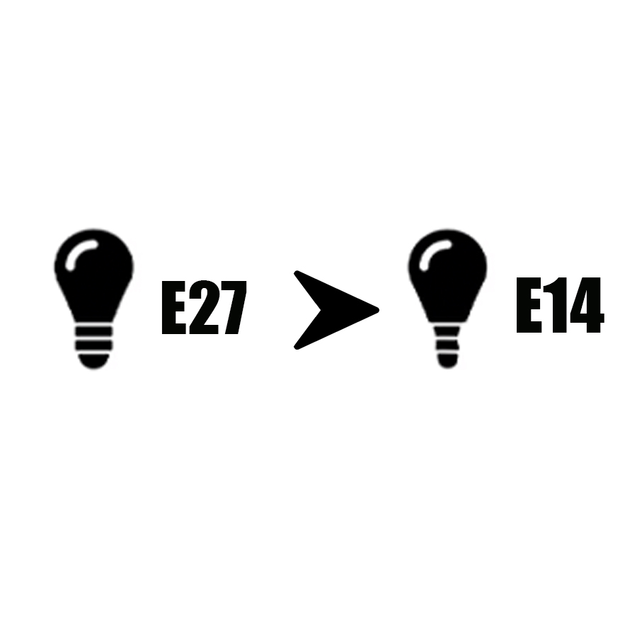 Adaptateur Douille E27 Vers E14 VoltShine - Blanc, Convertit Les Ampoules, Pour Maison Et Bureau