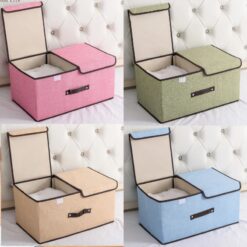 Boîte de rangement pliable en coton 2 compartiment – Image 2