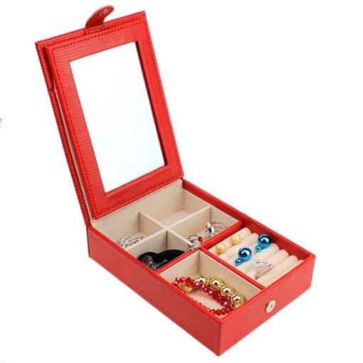 Boîte de rangement pour bijoux avec miroir – Image 2