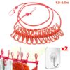 Corde à linge portable avec 13 pinces adhésive