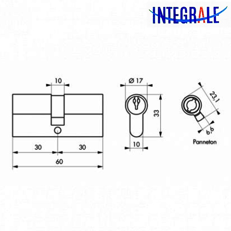 Cylindre INTEGRALE 30/30mm 3 clés (canon) – Image 2