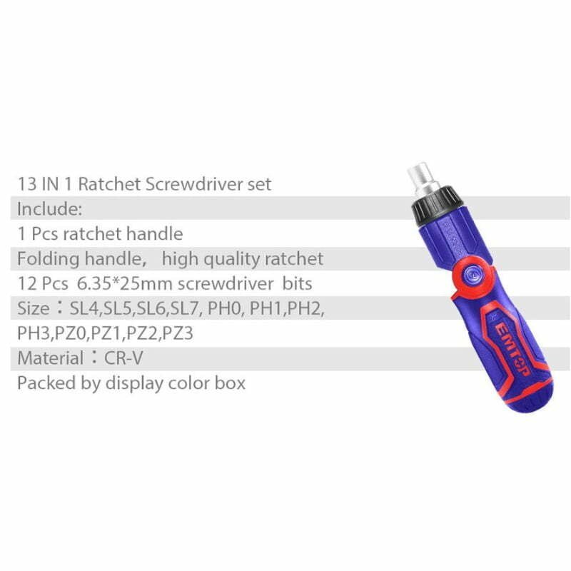 Tournevis À Cliquet Pliant 13en1 Avec 12 Embouts 25mm EMTOP – Image 8