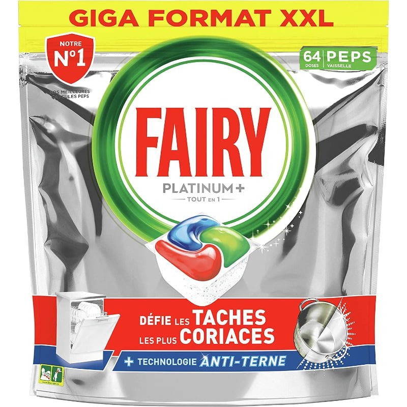 Fairy Platinum+ Pastilles Lave-Vaisselle 64 Tablettes