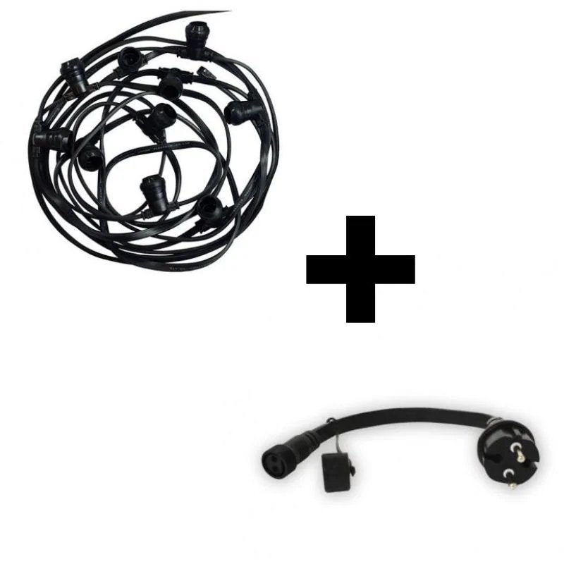 Kit guirlande noir 10 mètres 10 douilles + câble d'alimentation – Image 2