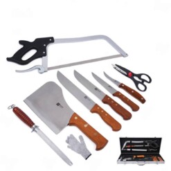 Mallette couteaux de boucher 9 pièces bois