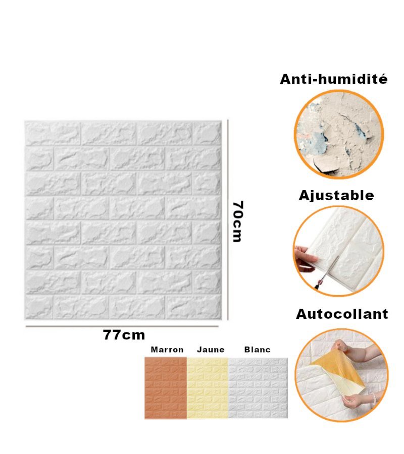 Panneau adhésive 3D mural 70x77cm Anti-humidité – Image 5