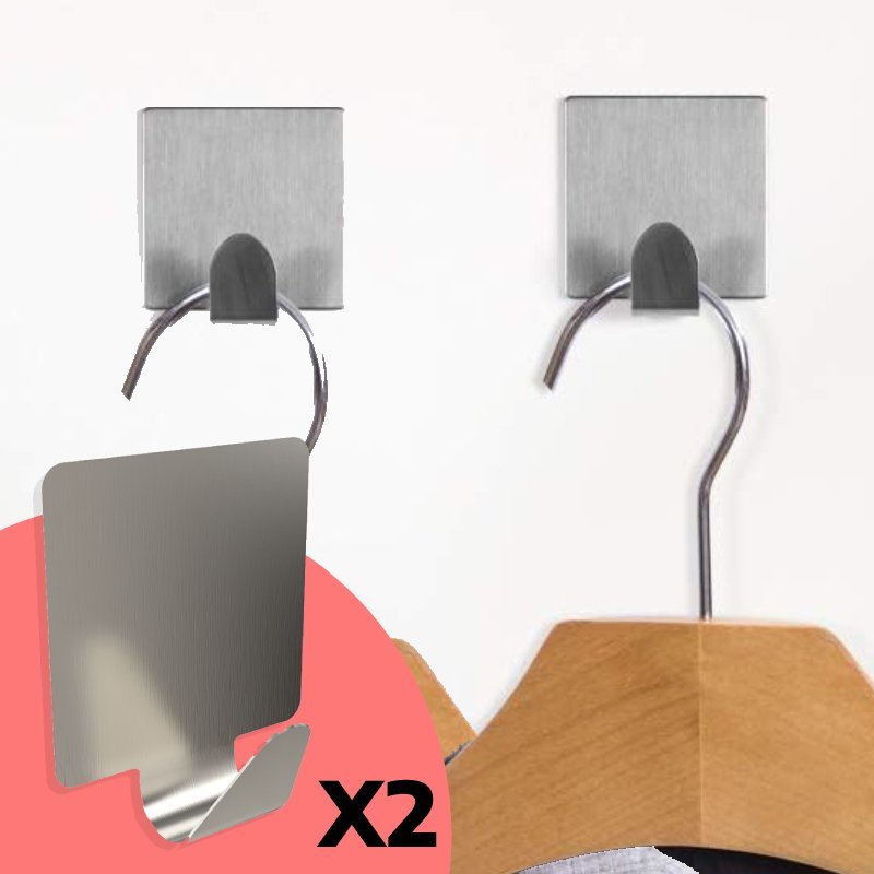 Patère aluminium Adhésif INOX 2pcs