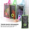 Porte sacs poubelle suspendu pliable en maille