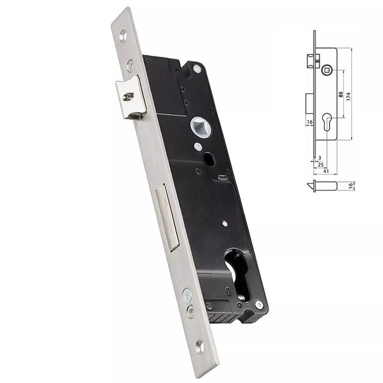 Serrure à encastrer pour porte en aluminium 25mm HAMLE