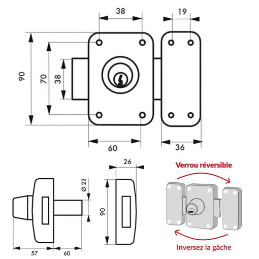 Verrou double cylindre INTEGRAL (Clé Spécial) – Image 3