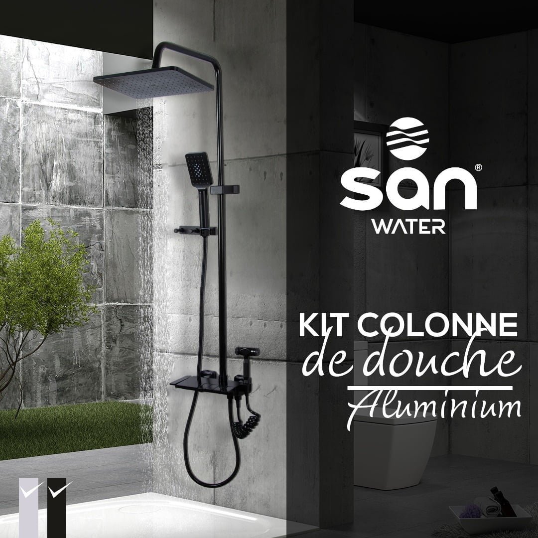Colonne de douche avec mitigeur Aluminium Noir – Image 2