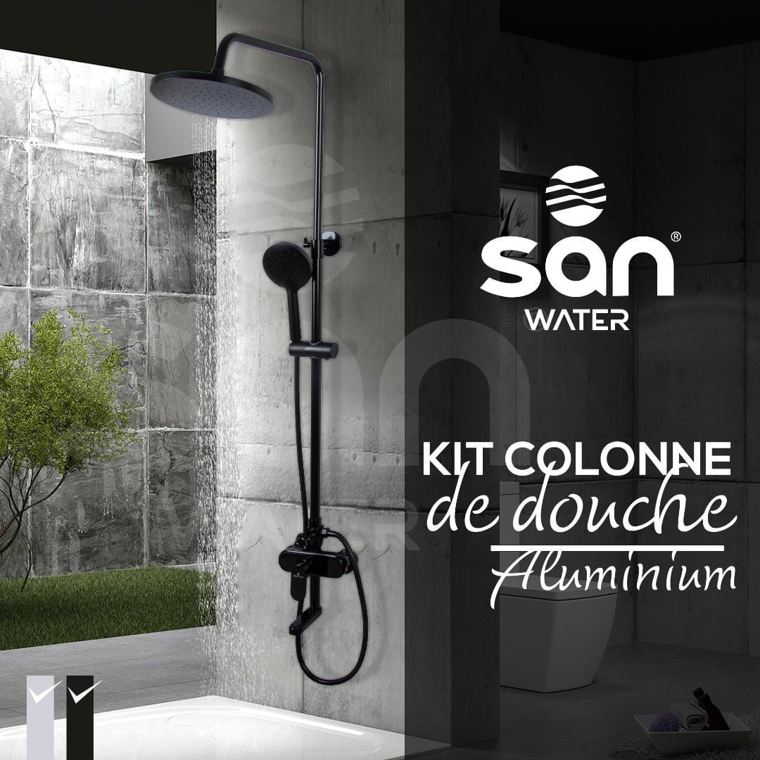 Colonne de douche avec mitigeur Aluminium Noir – Image 2