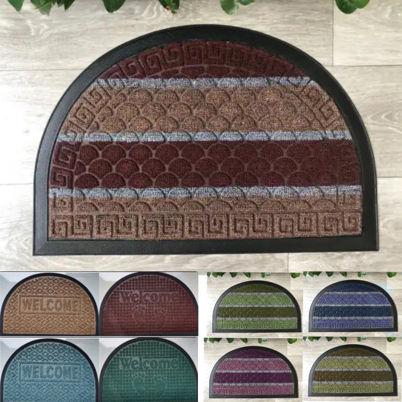 Tapis d'entrée demi rond WELCOME en tissue – Image 2