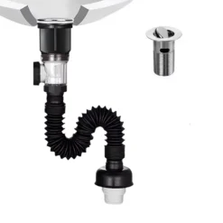 Siphon Lavabo Anti Odeurs Anti Retour à Bouton Noir