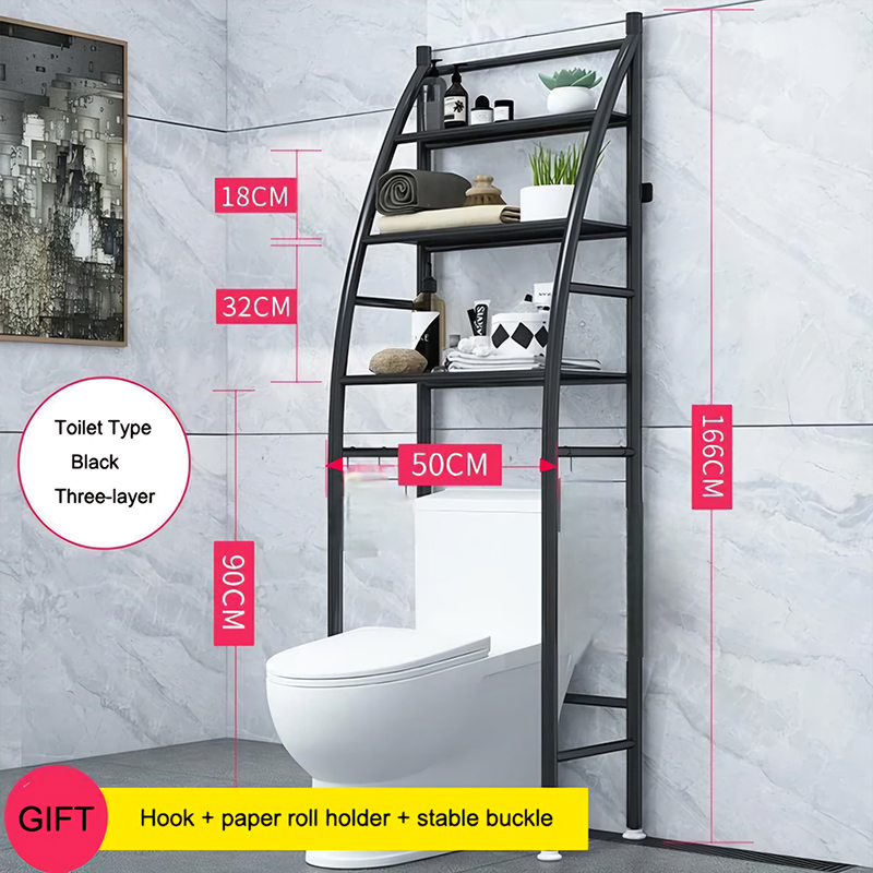 Étagère Multifonction pour WC noire – Image 4