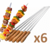 Brochettes Plates – Lot de 6 avec Manche Bois – Spécial Barbecue