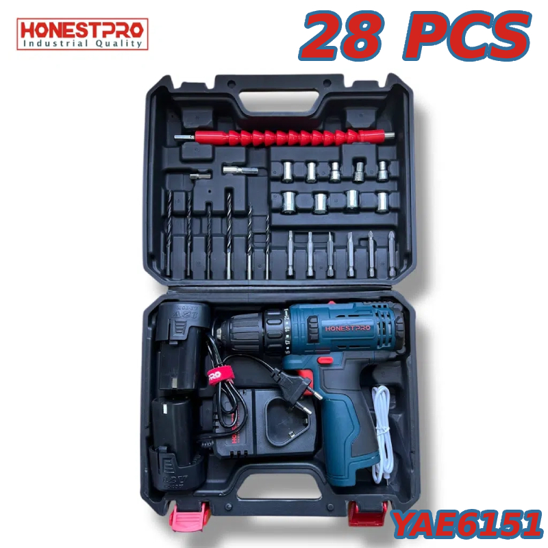 Visseuse a batterie 12V Avec 28PCS Accessoires HONESTPRO YAE6151