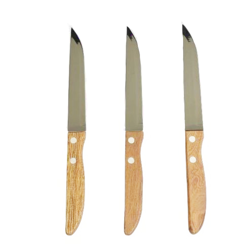 3 couteaux à fruits avec manche en bois (lame tranchante)