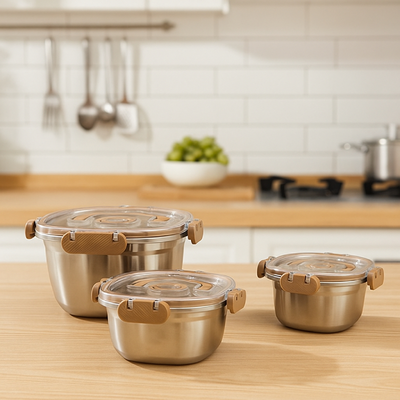 Trois Porte Manger en Acier inoxydable FRESH-BOX