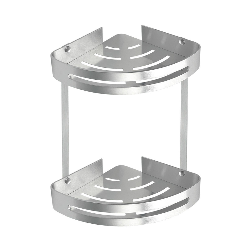 Etagère coins Double en aluminium pour Salle de Bain