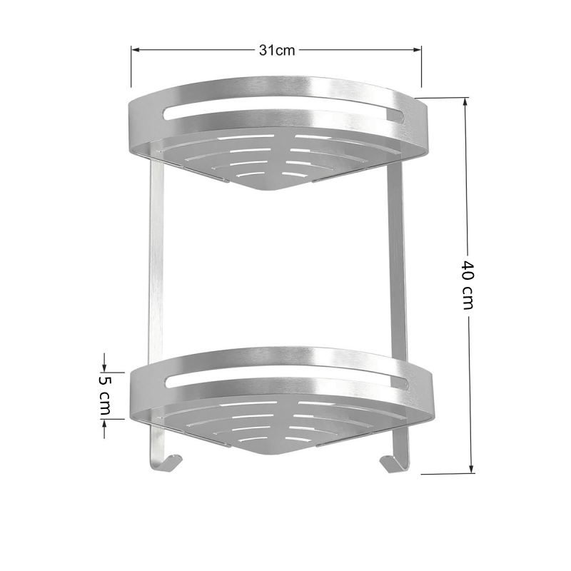 Etagère coins Double en aluminium pour Salle de Bain – Image 3