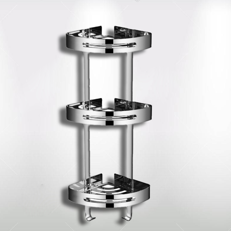 Etagère coins Triple en INOX pour Salle de Bain