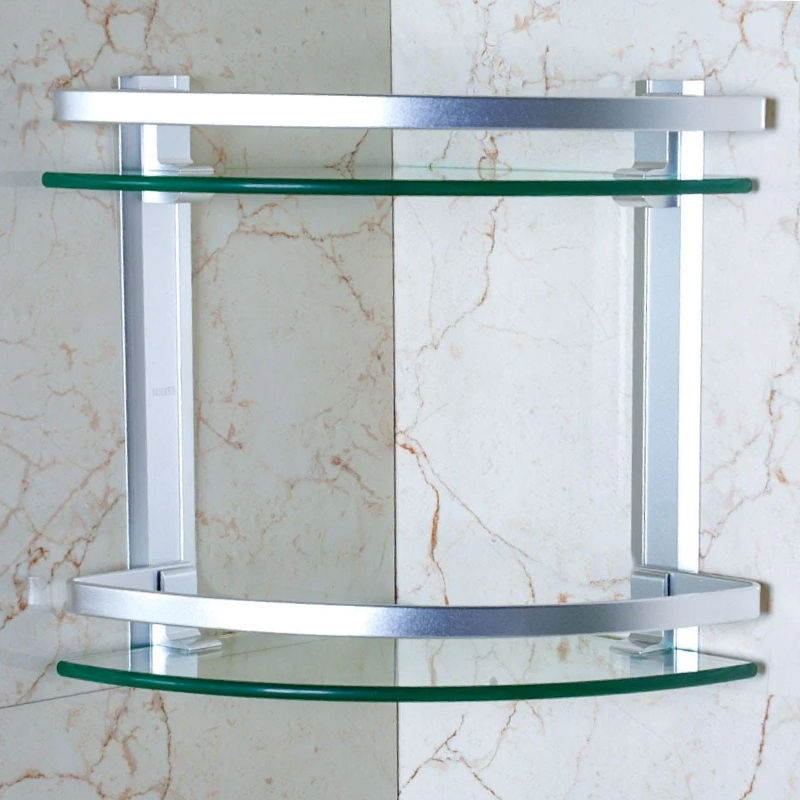 Etagère coins Double en verre et Aluminium SANWATER – Image 2