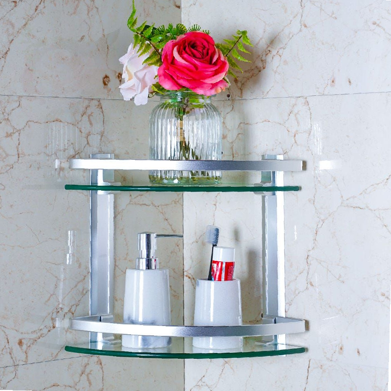 Etagère coins Double en verre et Aluminium SANWATER