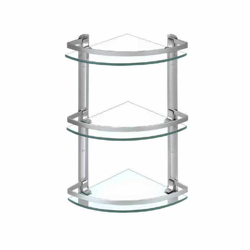 Etagère coins Triple en verre et Aluminium