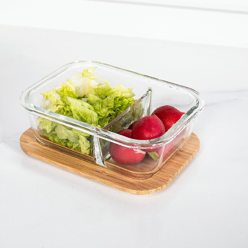 Boîte à lunch en borosilicate avec couvercle en bois – Image 2