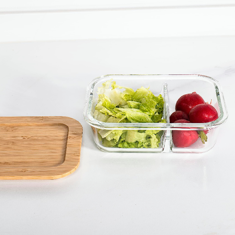 Boîte à lunch en borosilicate avec couvercle en bois – Image 3