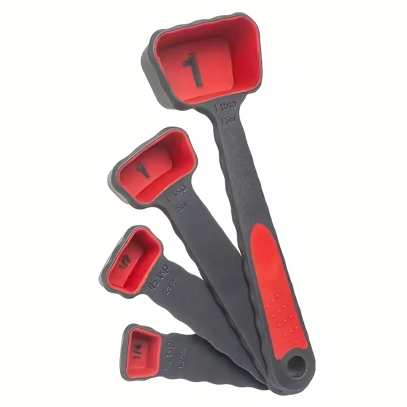 Ouvre-boite rapide 4 en 1 en caoutchouc avec Lot de 4 cuillères doseuses pliables – Image 6