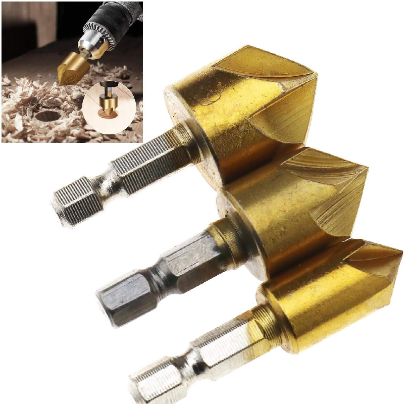 Jeu de fraises pour chanfreinage et fraisage 3pcs