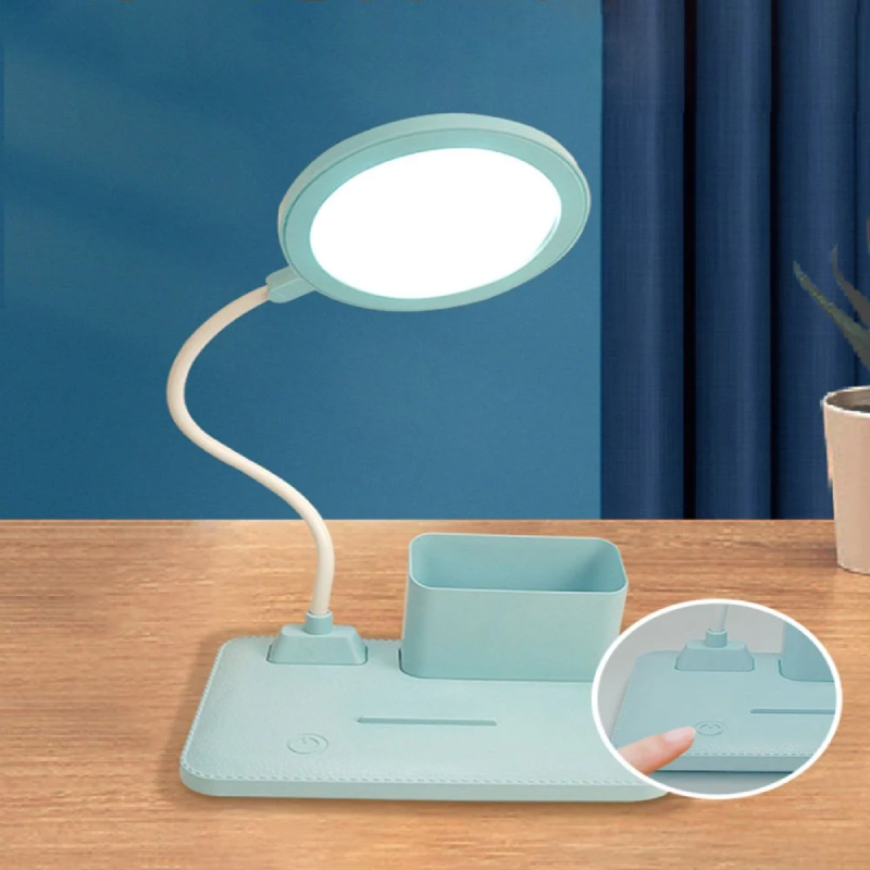 Lampe de bureau flexible avec porte stylo (Blanc) – Image 3