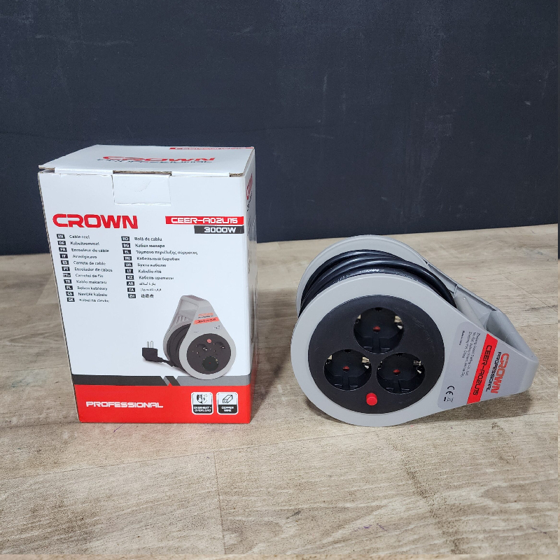 Enrouleur de Câble Crown 3 ports 7m CROWN 3000W A0315 – Image 3