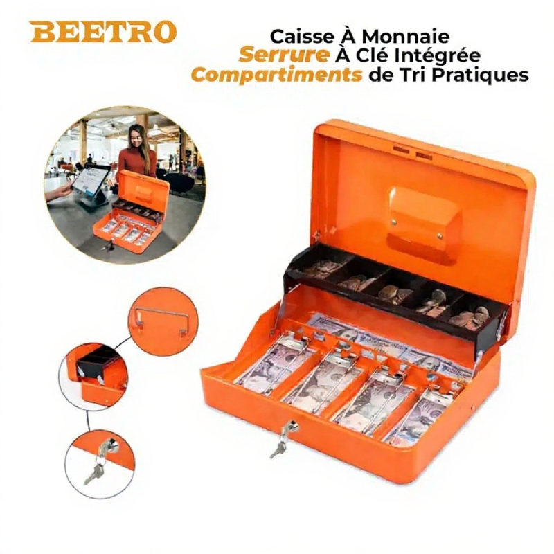 Caisse à monnaie avec clips à ressort BEETRO – Image 2