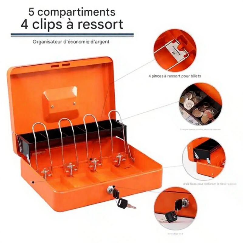 Caisse à monnaie avec clips à ressort BEETRO – Image 3