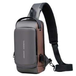 Sac à bandoulière antivol avec chargement USB FASHION - Gris et Doré