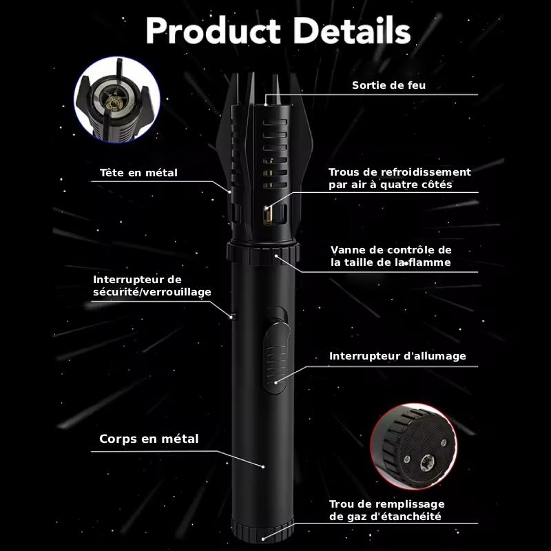 Briquet à gaz en métal style sabre laser – Image 5