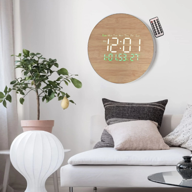 Horloge Digitale Design Bois avec Affichage LED