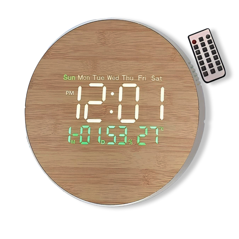 Horloge Digitale Design Bois avec Affichage LED – Image 3