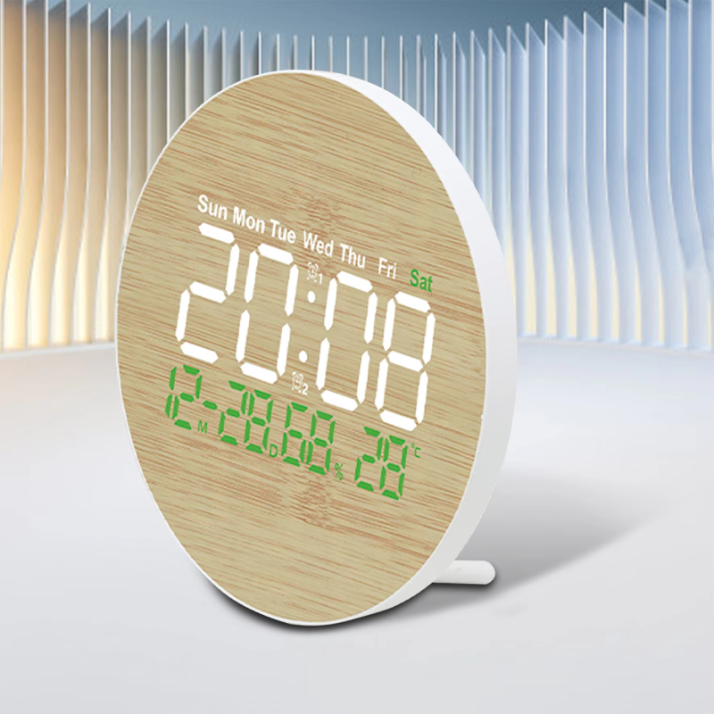 Horloge Digitale Design Bois avec Affichage LED – Image 2