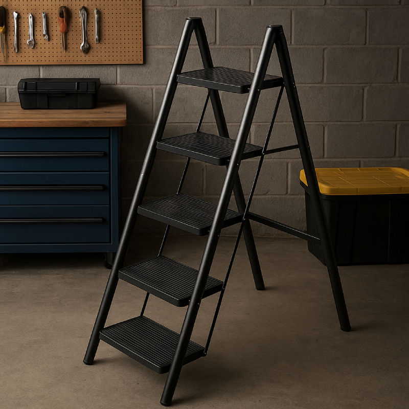 Escabeau Noir en acier 5 marches – Image 2