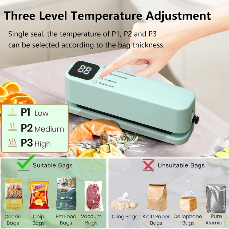 Mini machine à sceller rechargeable + 6 sachets alimentaires – Image 9